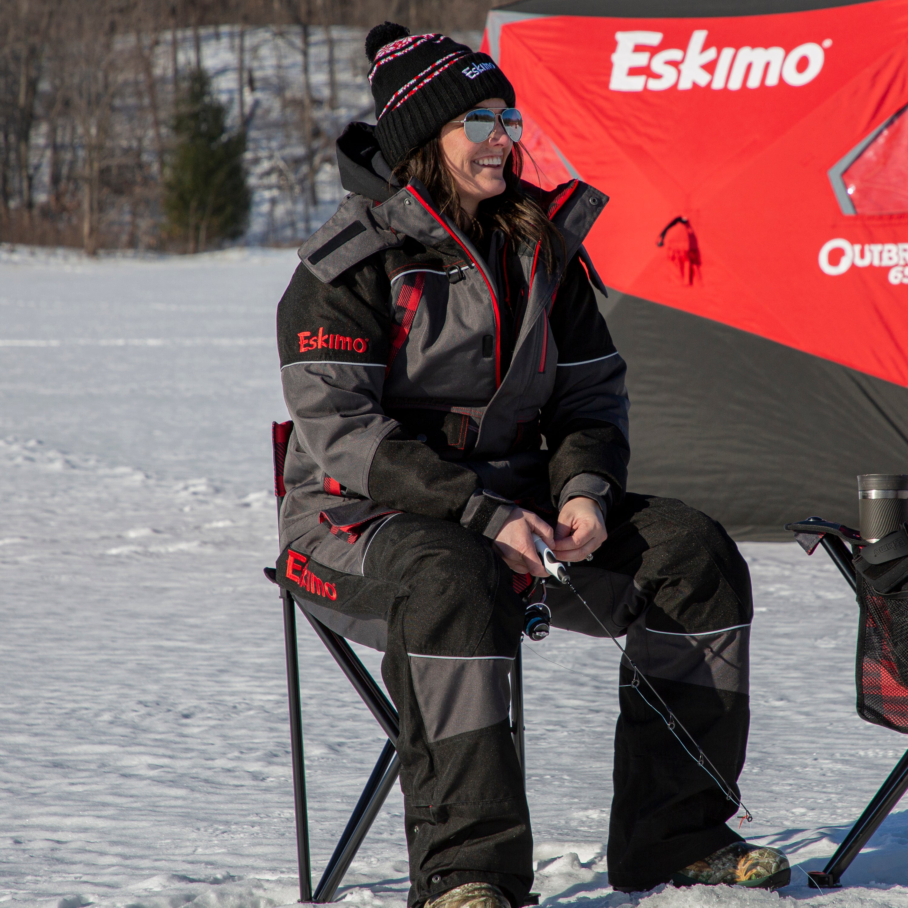 Plaid Folding Ice Chair
