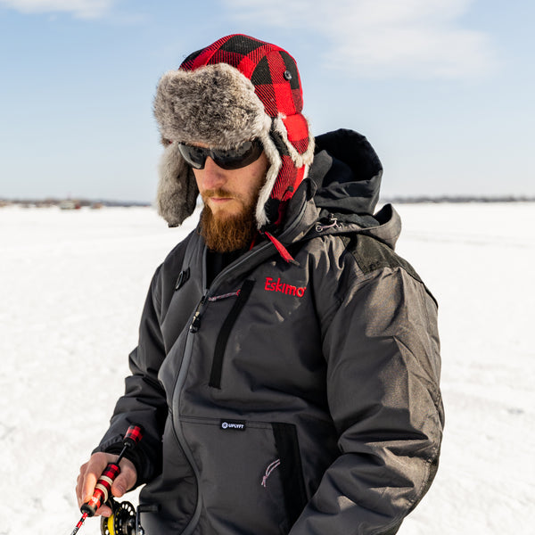Eskimo Ice Fishing Gear 3934309101 012642041044 Reflective POM Hat Red