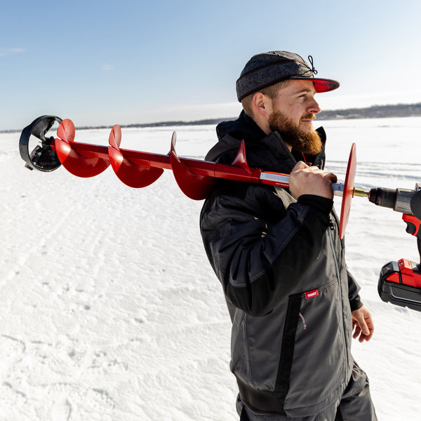 Eskimo 35600 Ice Fishing 8 Inch Steel Blade Pistol Ice Auger Bit  Attachment, Red 