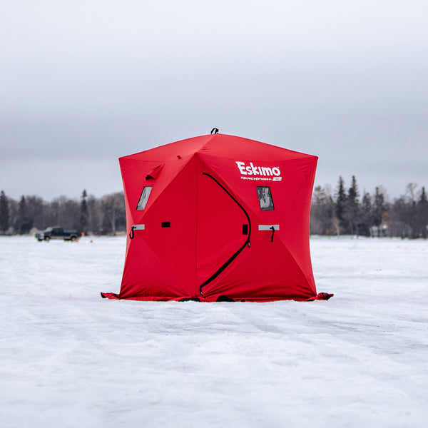 Eskimo 30619 Extra Large Portable Folding Quad Ice Fishing Gear Seat Chair,  Red